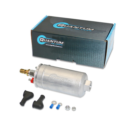 QFS 300LPH Universal External Inline Fuel Pump w/ Inlet Outlet, QFS-607FT