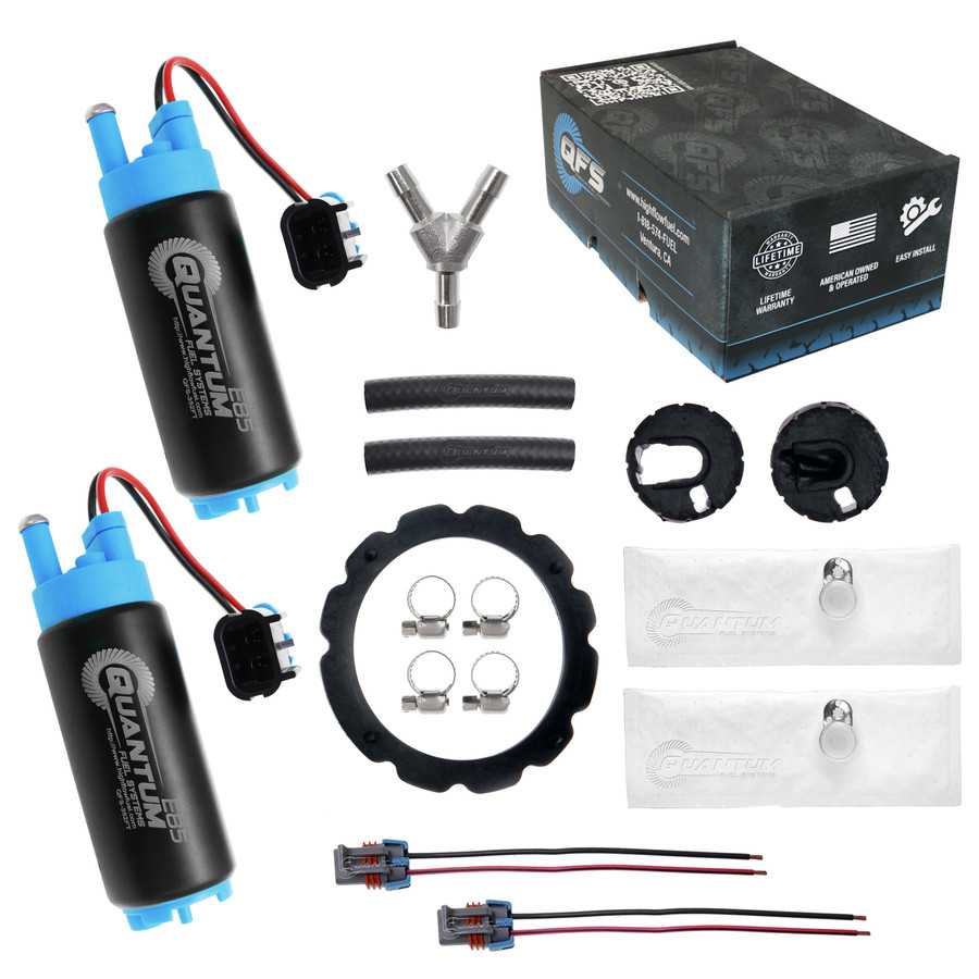 QFS Dual Performance 340LPH E85 In-Tank Fuel Pumps + Kit & Y-Fitting for Ford F150 Lightning SVT All 1999-2004