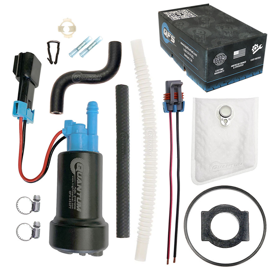 QFS 450LPH E85 Compatible In-Tank Fuel Pump w/ Install Kit and Flex Hose for Ford Mustang GT ALL 1986-1995