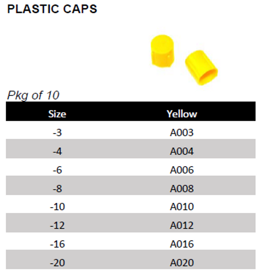 Plastic Cap Yellow, Pack of 10 (All Sizes)