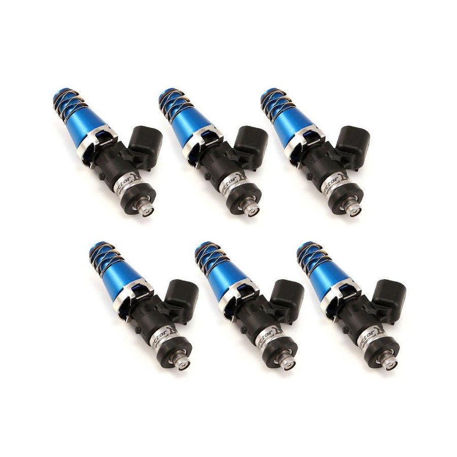 Injector Dynamics ID1050-XDS, for SC300 / 2JZ-GE (non-turbo) applications. 11mm (blue) adaptor tops. Denso lower cushions. Set of 6. 