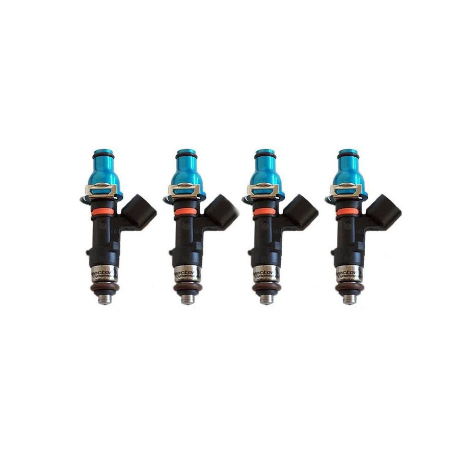 Injector Dynamics ID1300, for Scion tC / 2.4L applications. 11mm (blue adapter tops), Denso lower cushion. Set of 4. Injectors are supplied with potted PNP wiring adapters. Normal electrical connectors will not fit due to clearance at the cylinder head. 