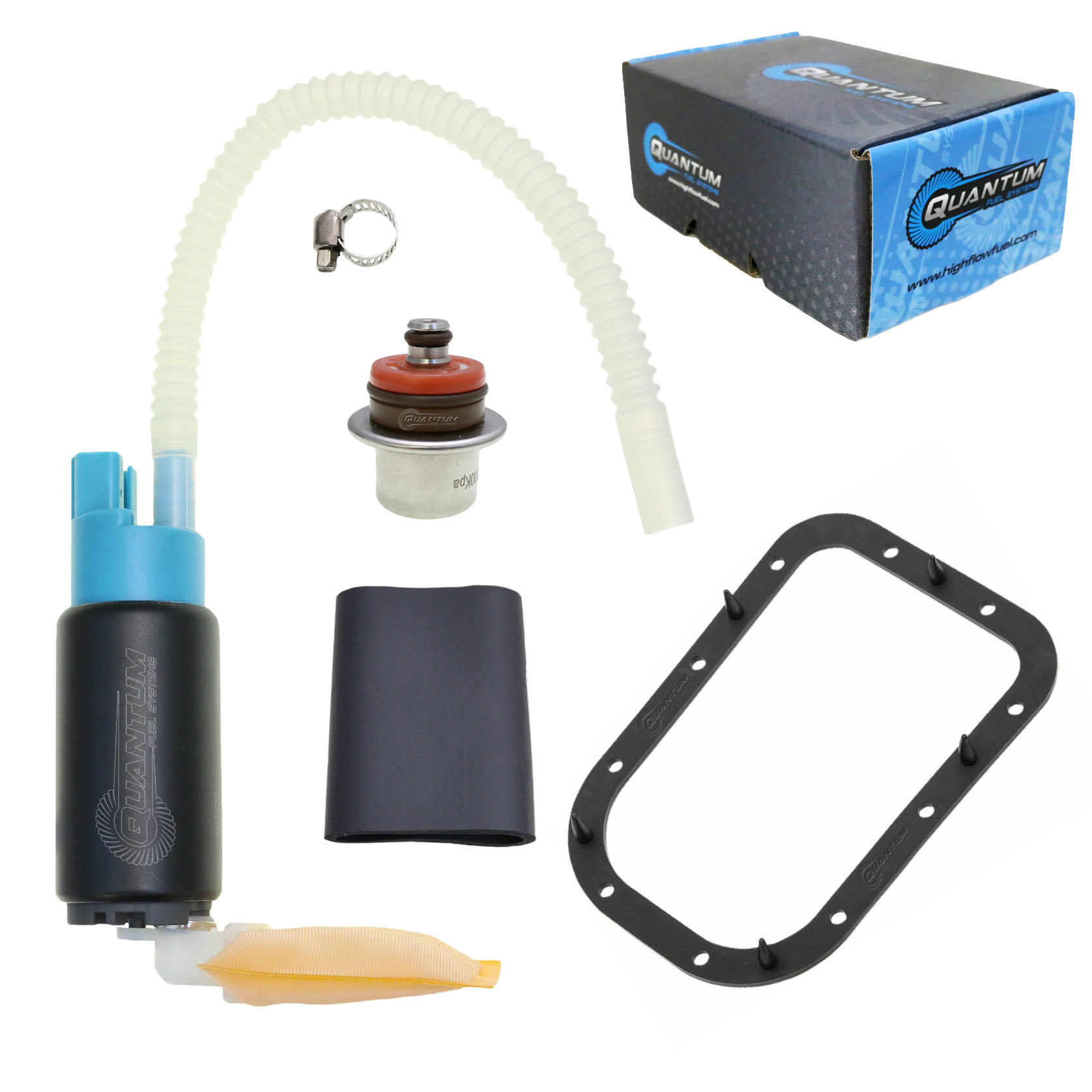 QFS Fuel Pump w/ Fuel Pressure Regulator, Tank Seal, Strainer for