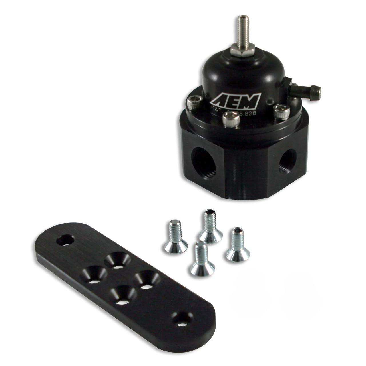 AEM Universal Adjustable Fuel Pressure Regulator Black, AEM-25-302BK