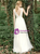 White Tulle Satin V-neck Wedding Dress With Split