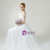 A-Line White Tulle Cap Sleeve Appliques Beading Wedding Dress