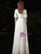 White Chiffon Lace High Neck Puff Sleeve Wedding Dress