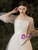White Tulle Square Short Sleeve Appliques Wedding Dress