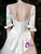 White Tulle Satin Backless High Neck Wedding Dress