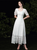 Simple White Lace Short Sleeve Backless Wedding Dress
