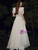 White Tulle V-neck Puff Sleeve Wedding Dress