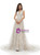 Champagne Tulle Lace V-neck Pearls Wedding Dress With Train