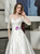 White Satin Half Sleeve Appliques Wedding Dress
