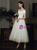 White Tulle Satin Off the Shoulder Wedding Dress