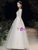 White Tulle Champagne Appliques Long Sleeve Wedding Dress