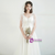 White Tulle V-neck AppliquesSimple  Wedding Dress