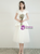 Cute White Tulle Satin V-neck Cap Sleeve Button Wedding Dress