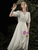 White Chiffon Short Sleeve Tea Length Wedding Dress