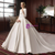 Trendy White Sastin Scoop 3/4 Sleeve Wedding Dress