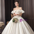 Delicate Ivory Satin Off Shoulder Wedding Dress