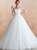 White Tulle Lace Appliques Button Back Wedding Dress