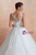 White Ball Gown Tulle Appliques Scoop Wedding Dress