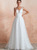 A-Line WHite Tulle Pearls Backless Wedding Dress