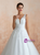 White Tulle Appliques V-neck Illusion Back Wedding Dress