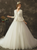 White Deep V-neck Satin Tulle Long Sleeve Button Wedding Dress