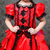 Red Satin Lace Short Sleeve Victorian Antonietta Dress