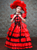 Red Satin Lace Short Sleeve Victorian Antonietta Dress