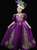 Purple Satin Puff Sleeve Appliques Antonietta Rococo Dress