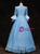 Light Blue Lace Square Long Sleeve Baroque Victorian Dress