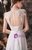 White Chiffon Appliques Backless Prom Dress