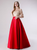 Red Satin High Neck Short Sleeve Tassel Sequins Prom Dress