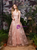 Pink Tulle Spaghetti Straps Backless Appliques Prom Dress