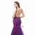 Purple Deep V-neck Mermaid Backless Beading Prom Dress