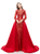 Red Mermaid Sequins Two Piece Long Sleeve Prom Dress