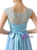 Light Blue Chiffon Lace Pleats Bridesmaid Dress