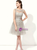 Silver Gray Tulle Appliques Beading Short Bridesmaid Dress