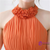 Orange Chiffon Halter Pleats Bridesmaid Dress