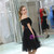 Black Tulle Wave Point Short Sleeve Homecoming Dress