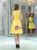 Yellow Pleats Chiffon Beading Homecoming Dress