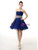 Navy Blue Chiffon Strapless Beading Homecoming Dress