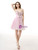 Pink Tulle Strapless Pleats Crystal Homecoming Dress