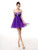 Dark Purple Tulle Pleats Crystal Homecoming Dress