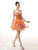 Orange Tulle Pleats Crystal Homecoming Dress