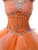 Orange Tulle Pleats Crystal Homecoming Dress
