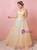 Plus Size Yellow Tulle Appliques Prom Dress