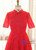 Plus Size Red Lace High Neck Short Sleeve Tea Length Prom Dress